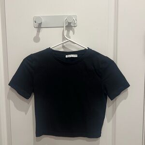 Zara Black Cropped T-Shirt